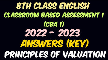 8th Class English CBA 1 Key | Answers | Classroom Based Assessment 1 | 2022 - 2023
