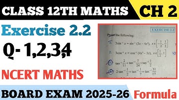 Class 12th Math Exercise 2.2 Formula&question 1 to 4 |inverse Trigonometry Function Ex 2.2 solutions