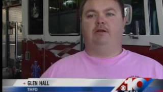 Firefighters wear pink, show support