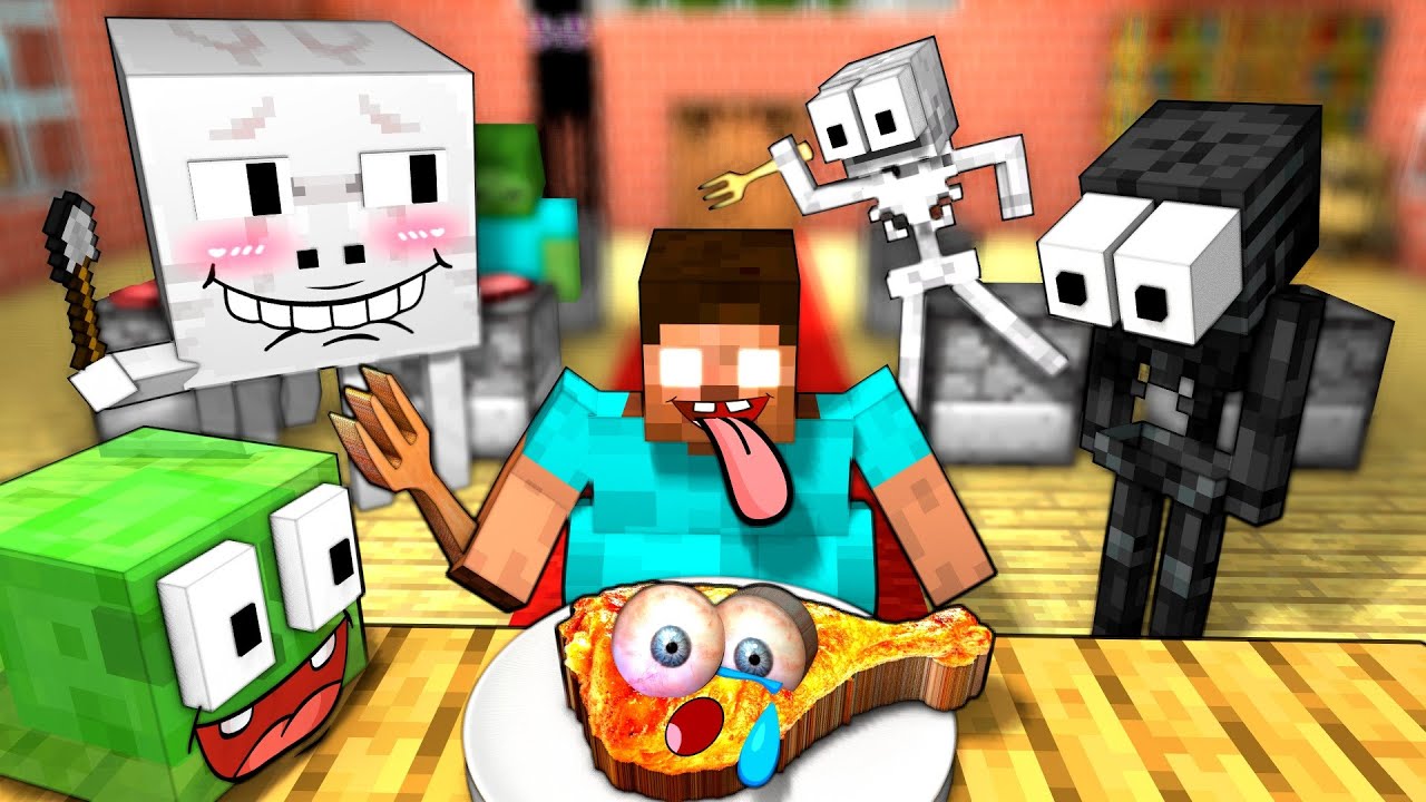 Herobrine & Monsters: COOKING CHALLENGE 2 - Minecraft Animation
