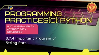 3.7.4 Important Program of String Part 1 | CS406 |