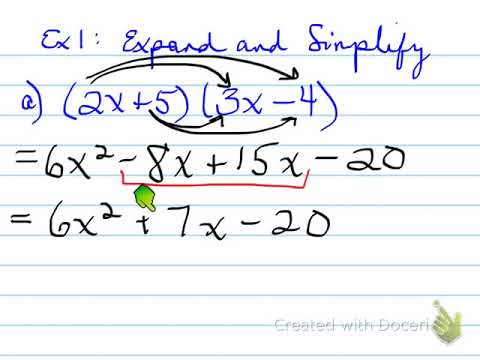 MCF3M -- 2.1 working with quadratic expressions