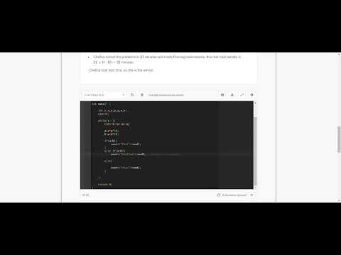 Codechef- Chef and Contest- Starters19- 11 Dec Solution