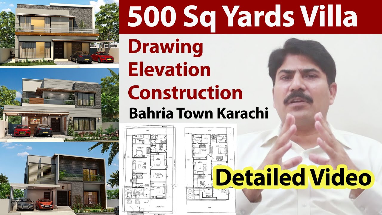 500 Square Yards Villa's Construction ,Drawing, Elevation Process