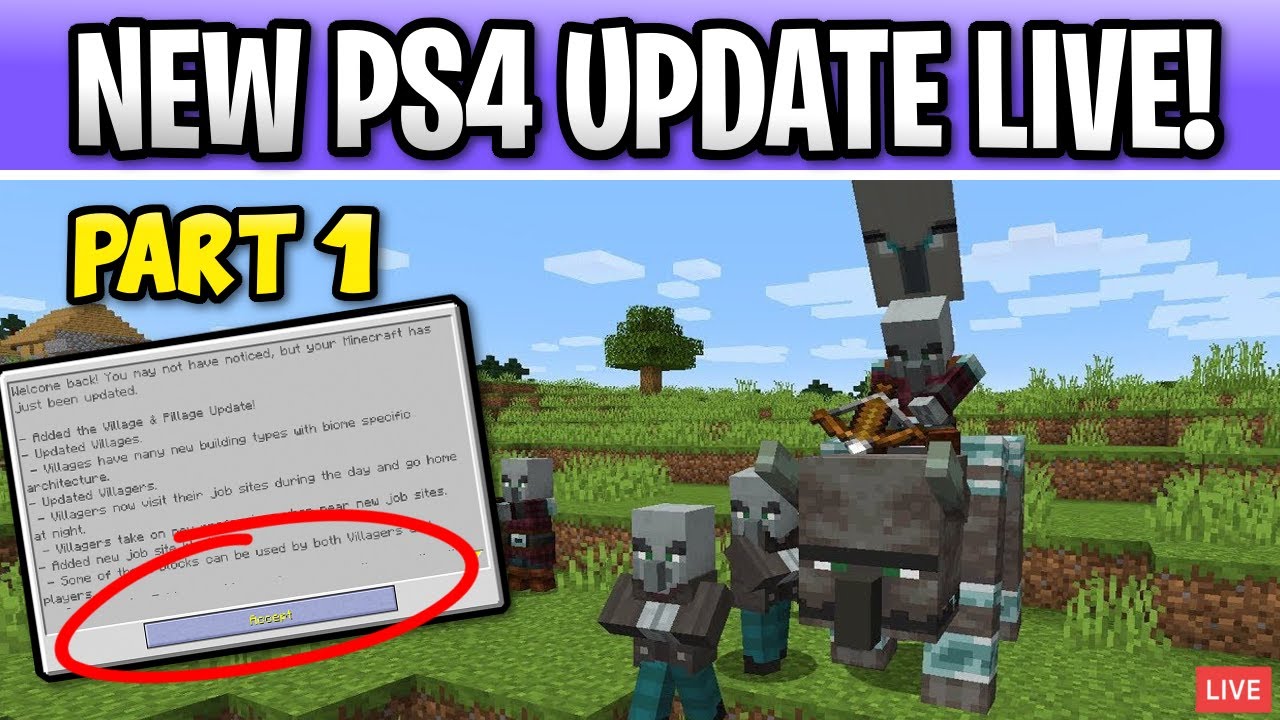 Minecraft PS4 Village and Pillage Update Live! All New 1.14  Features Part 1