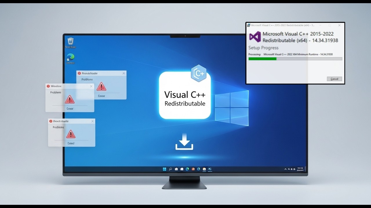 تحميل Visual C++ Redistributable وحل جميع مشاكل Windows 2026 - YouTube