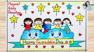 Friendship Day Drawing Happy Friendship Day Poster How to Draw International Friendship Day Art