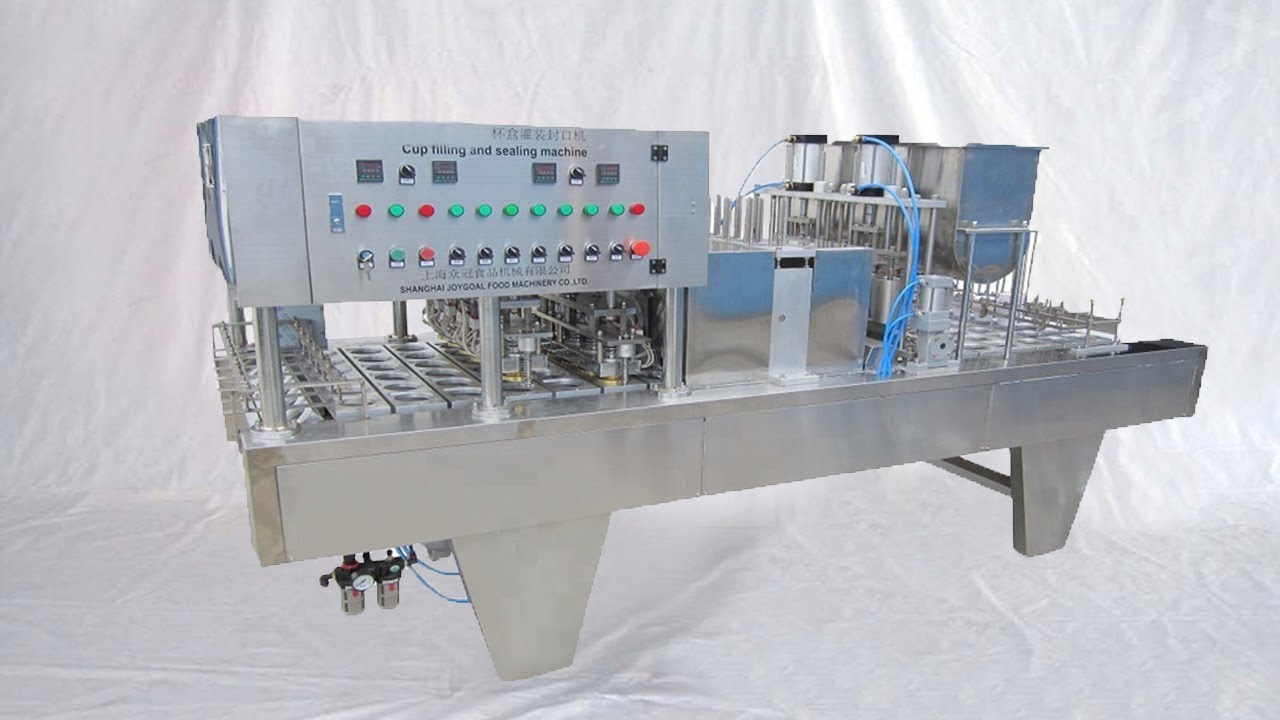 Inline cups filling sealing machine juice milk yogurt filler sealer equipment Becher Füller