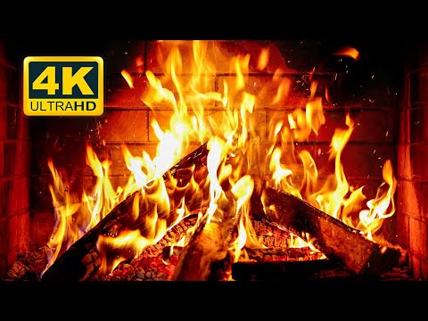 Cozy Fireplace 4K . Fireplace With Crackling Fire Sounds. Crackling Fireplace 4K