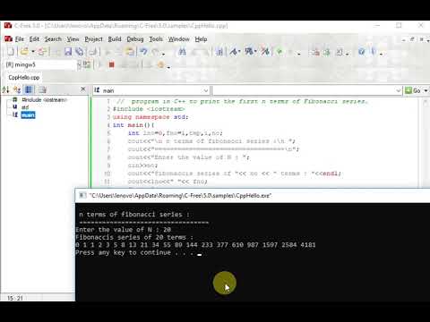 C++ to print the first n terms of Fibonacci series.