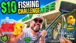 10 Dollar Tree Fishing Challenge No Rod No Reel No Hooks