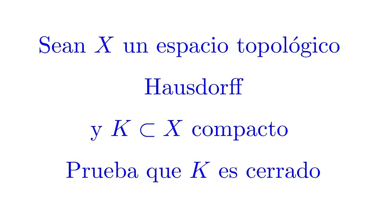 Demostración de que todo Subconjunto Compacto en un espacio de Hausdorff es Cerrado Topología