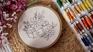 Books and flowers embroidery hoop || Embroidery video || Embroidery for Beginners - Let’s Explore