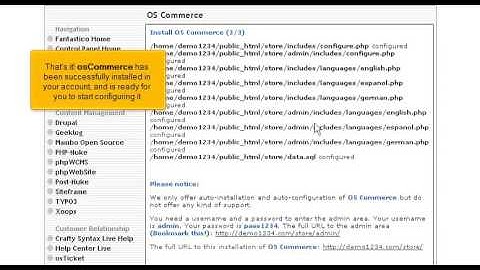 How to install osCommerce from Fantastico