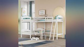 L-Shaped Twin Size Bunk Bed and Loft Bed, Solid Wood Twin Bunk Bed Loft Bed with review L-Shaped Twin Size Bunk Bed and Loft Bed, Solid Wood Twin Bunk Bed Loft Bed with review