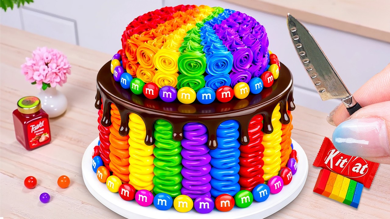 Making A Rainbow Flower Buttercream Cake Like A Pro 🍰 ASMR Cake Challenge 🧁 Creative Cakes Corner