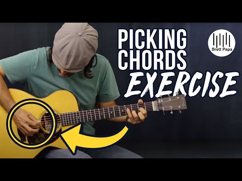 Picking Chords With Moving Bass Notes - Acoustic Guitar Lesson - Exercise