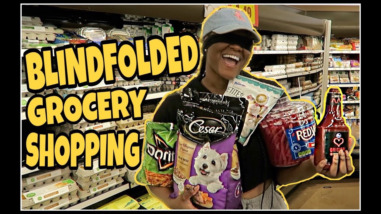 BLINDFOLDED GROCERY SHOPPING CHALLENGE!!!- I HAVE TO EAT WHAT I GRAB!! Btsmitty