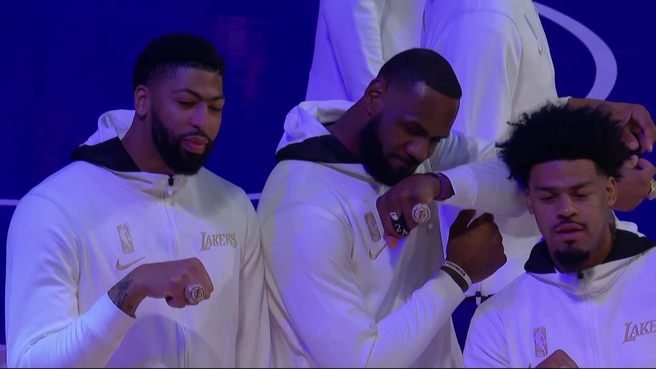 Lebron Anthony Davis Lakers Get Their Championship Rings Full Ceremony Youtube