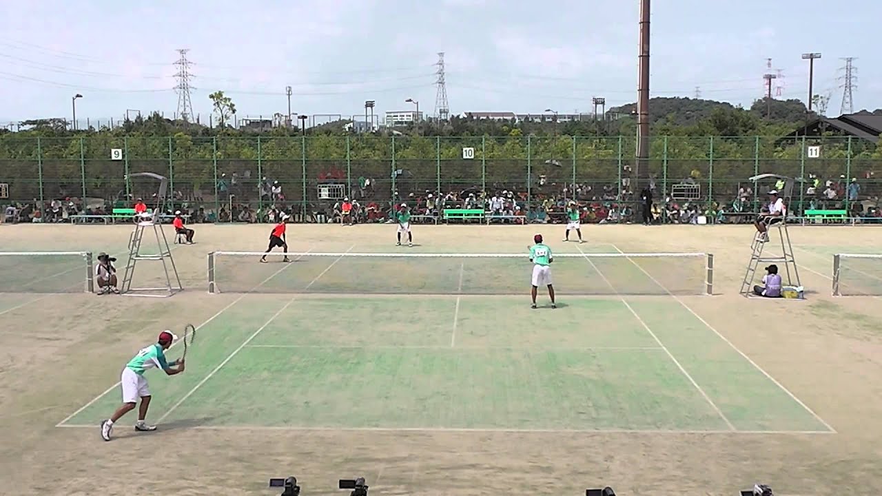 2013/8/3 大分インターハイ 男子個人 準決勝 笠井・上岡（高田商業） vs 村田・星野（高田商業）