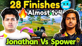 1v1 Jonathan vs Spower🚨🥶 Almost 1v4 Clutch 🔥 28 Finishes Andha Push Domination😲