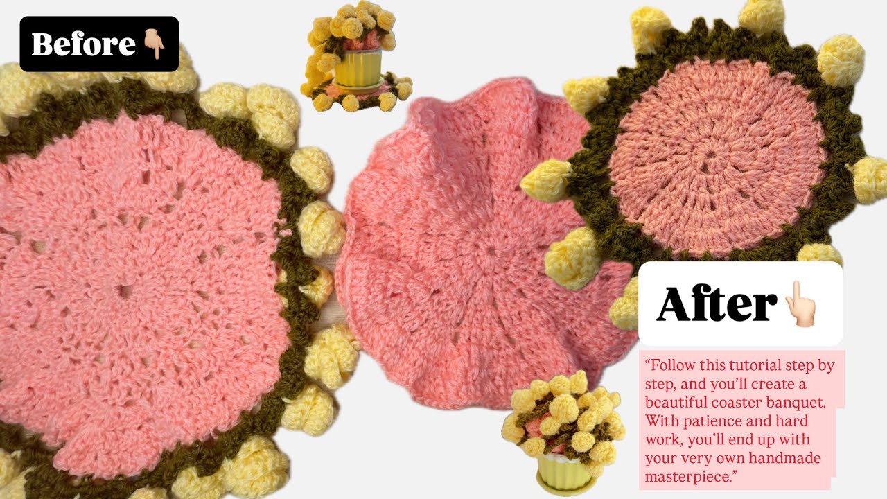HOW TO CROCHET A FLOWER COASTER / BOUQUET | Beginner Friendly Guide , step by step detailed video 