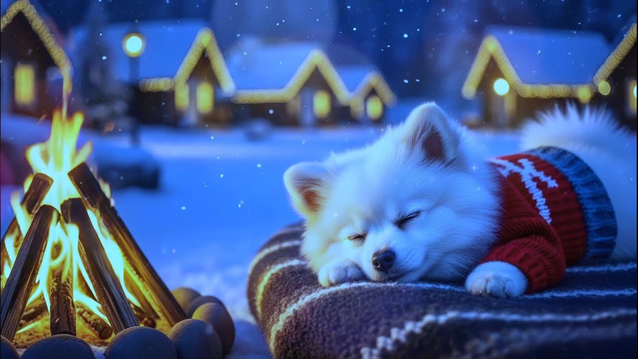 LIVE 12 Hours Dog Comfort Sleep Music 🐶 Winter Fireplace for Safe Night Rest Calm Anxiety Relief Aid