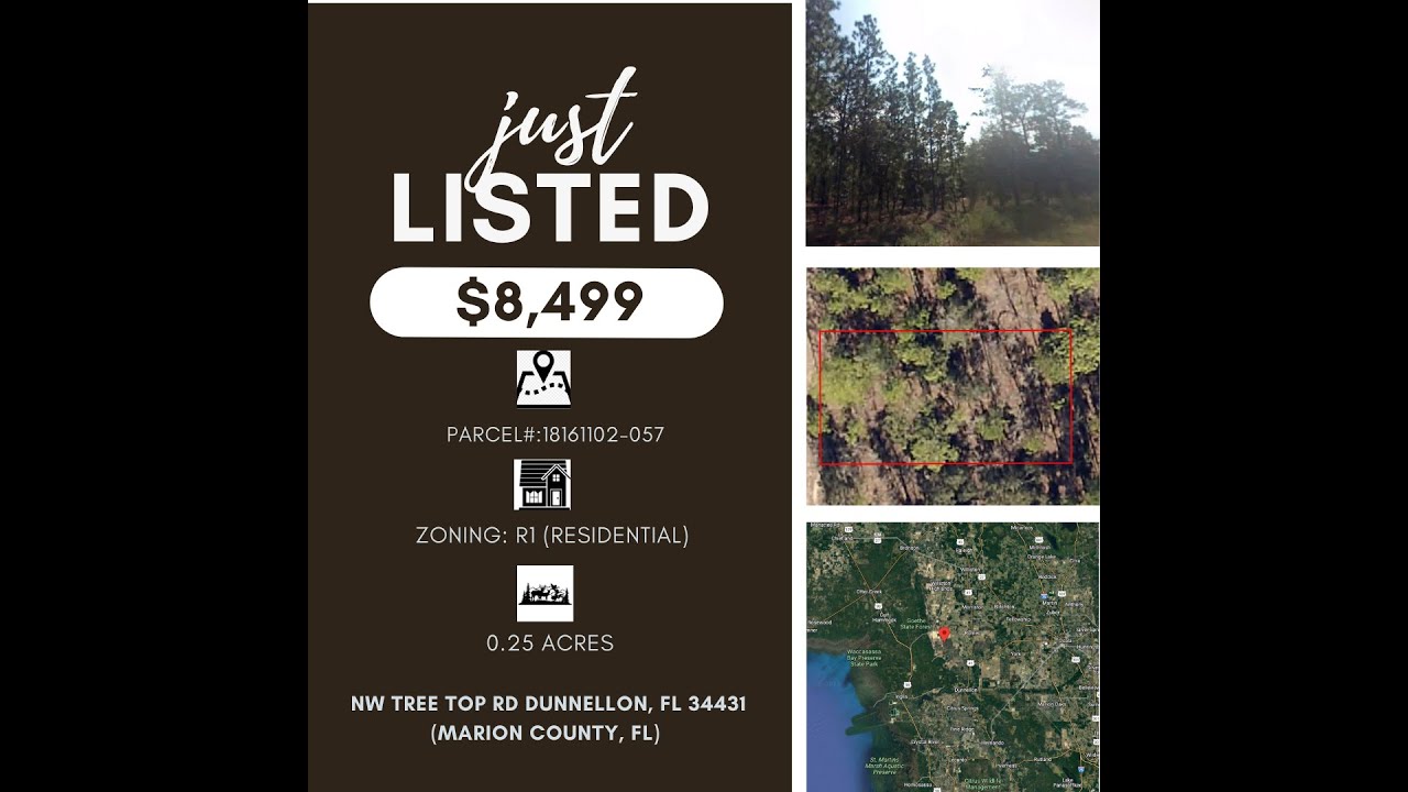 RURAL VACANT LAND FOR SALE! .25 ACRE DUNNELLON, FL UNDER 9K! ZONED FOR