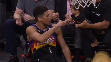 Devin Booker Fist Bumps Baby After Buzzer-Beater😂