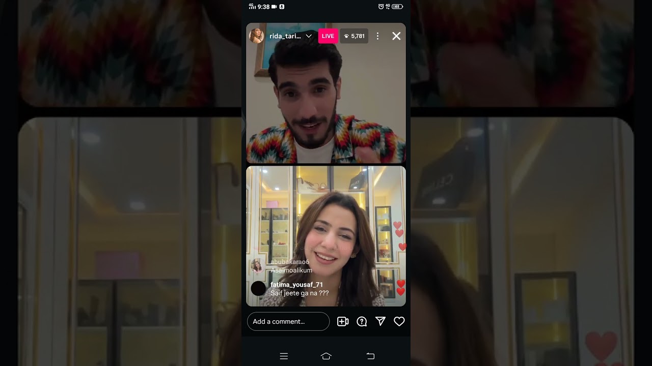 Ridda and moiz are live #tamasha #ridatariq