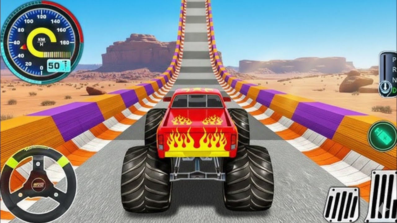 14 Part Mega Ramp Challenge! 🤯 Super Crazy GT Monster Truck Racing Stunts Android Gameplay 