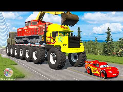 Giant CRUSHER DOZER Mack Truck Eater VS Cars Lightning McQueen Escape Monster Beamng Drive #15