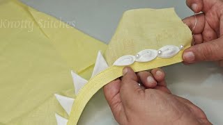 Round Neck पर Fabric Triangles और Pearls से बनाएं ख़ूबसूरत डिज़ाइन /Beautiful Round Neck Design idea screenshot 3