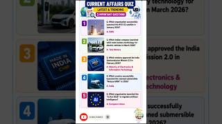 Top 5 Current Affairs Questions 2026 | Latest &Trending GK Quiz |Important MCQs with Answers #shorts