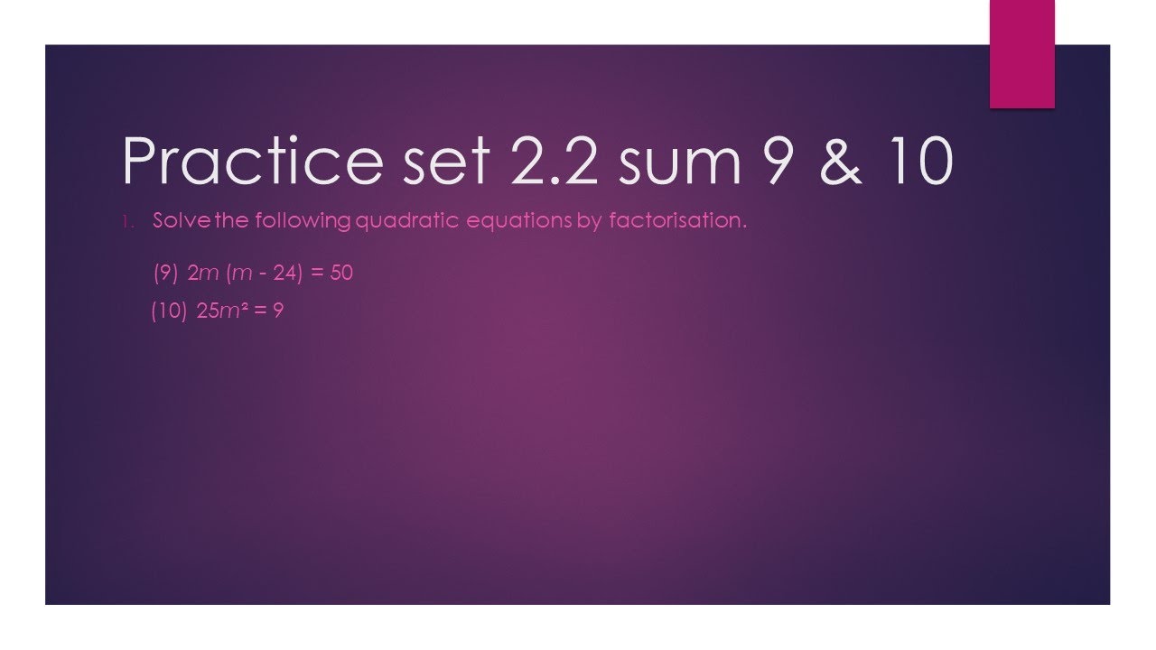 SSC 10th Algebra | Chapter 2 | Practice set 2.2 | sum 9 & 10 - YouTube