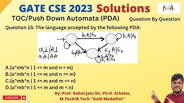 GATE CS 2023 Solutions | Theory Of Computations, Push Down Automata | Detailed Explanation