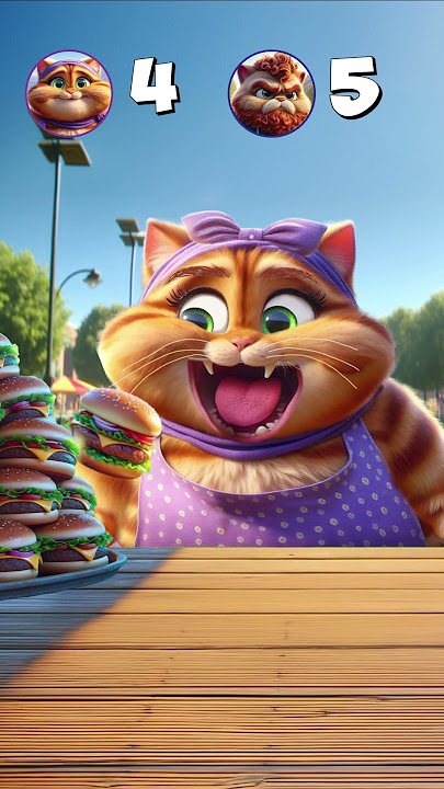 Grandma Cat - Hamburger Eating Champion #funny #game #food #cartoon