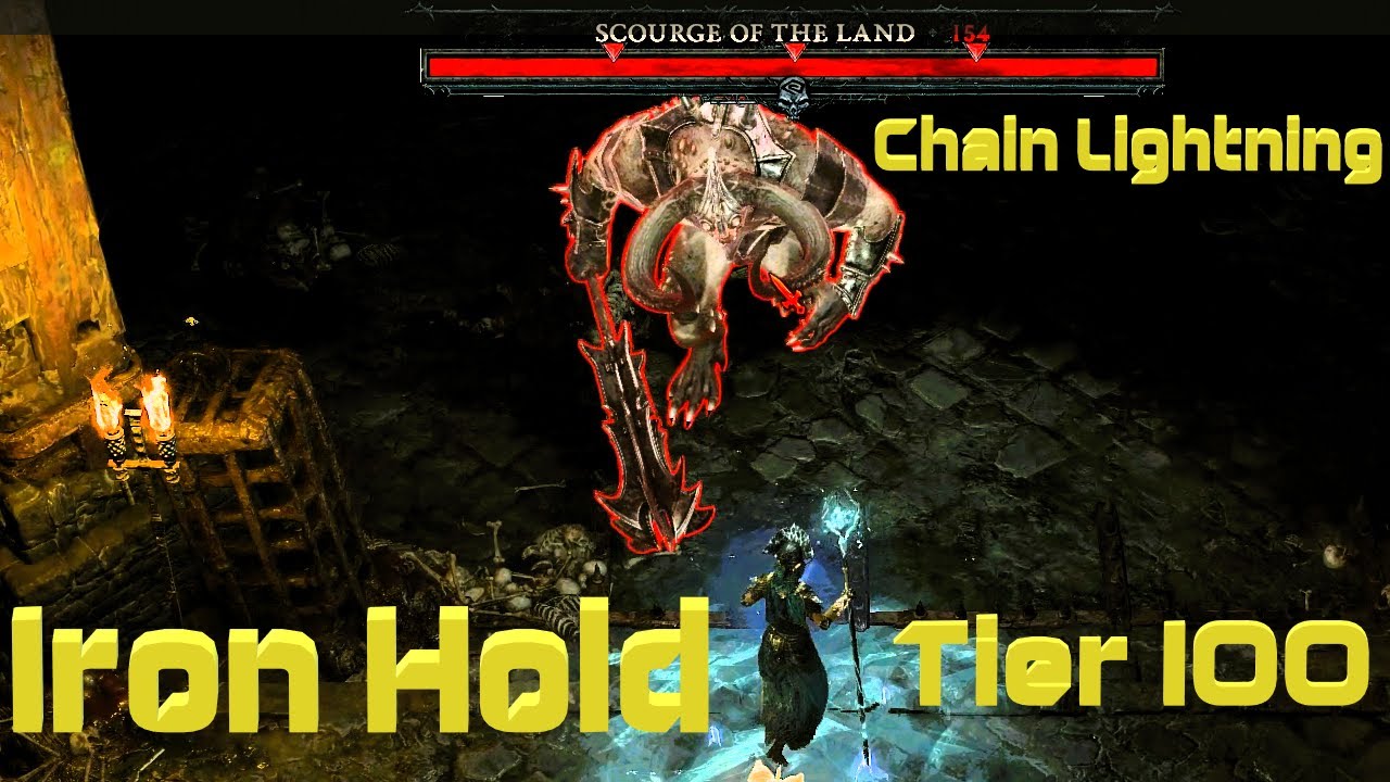 Chain Lightning Diablo 4 Tier 100 Iron Hold " Boss Fight " YouTube