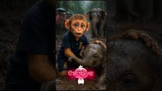 Ziko Saves Baby Elephant Life #shorts #ytshorts  #cartoon #monkey