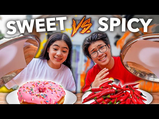 SPICY Vs SWEET Food Challenge!! (Sobrang Anghang!) | Ranz and Niana class=