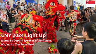 Singapore Simei CNY Light Up 2024.  Programs:  light up, lion dance, bian lian and singing.