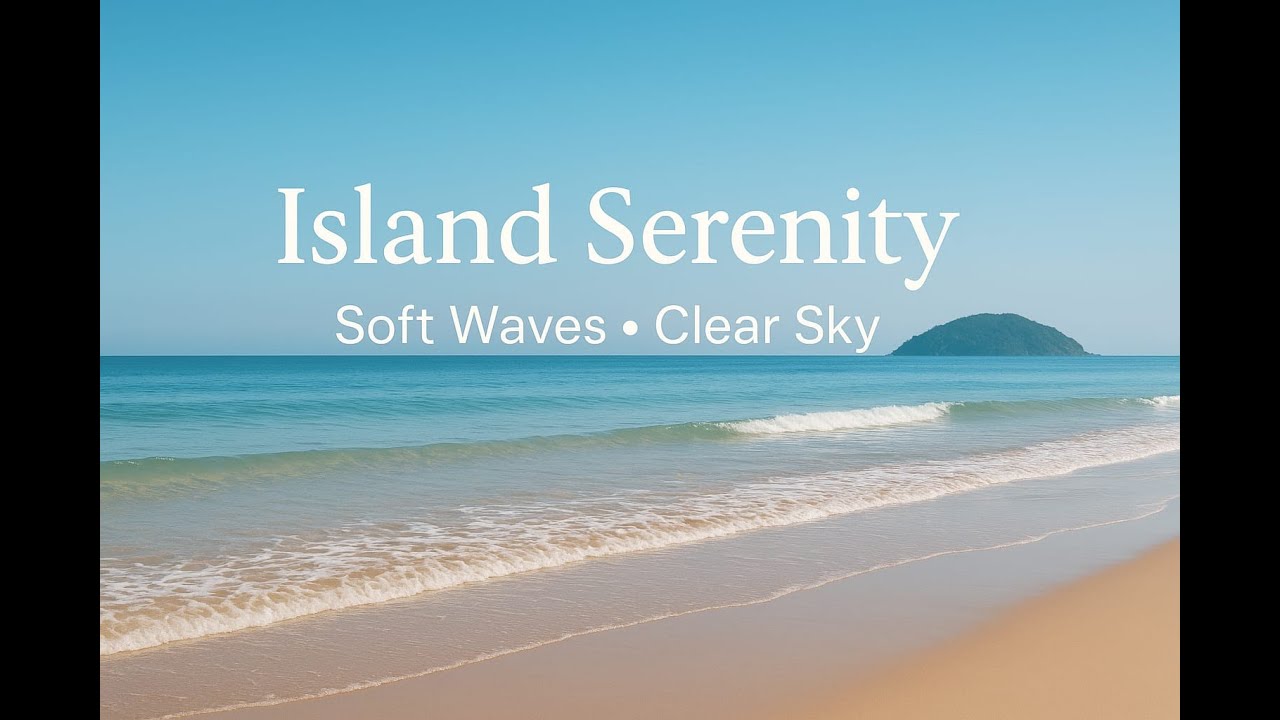 Wet Sand Tranquility: Gentle Waves, Clear Skies, and Island Serenity