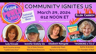 Fri Power Lunch 3/29/24 with Ellen Cassedy, Jennifer Stokley Eis, Elizabeth Reingold & Judy Kincaid