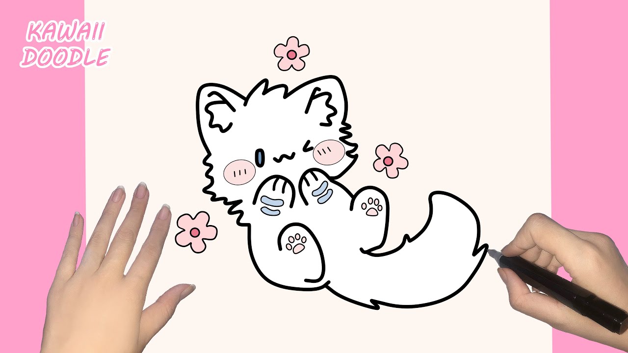🌸HOW TO DRAW A CUTE CAT 🐈 ~ STEP BY STEP ~ KAWAII DOODLE - YouTube