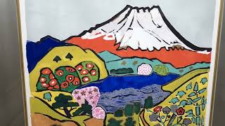 風景画　油絵　片岡球子　F6号　梅　額付き　手描き　肉筆 片岡球子 めでたき富士 赤富士 絵画 富士山 松竹梅 風景画 リトグラフ