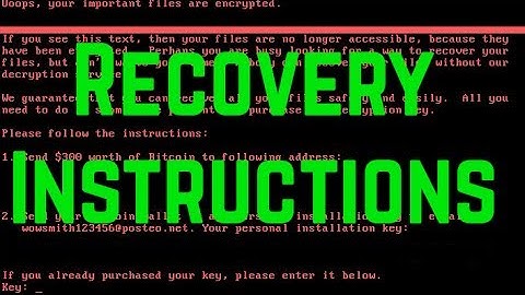 "Oops, your important files are encrypted" Petya Virus (Recover Files)