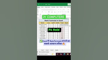 Advance ms excel में Rank  formula का use करना 💞🖥️🙏#exceltips #computerknowledge #youtubeshorts