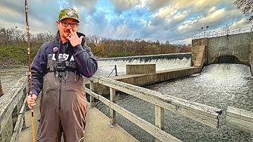 24 Hours Fishing Beneath A TRIPLE SPILLWAY!!! - Loaded With Fish
