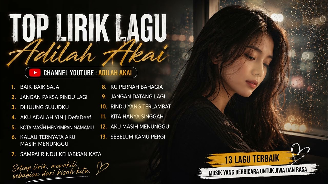 TOP LIRIK LAGU ADILAH AKAI | Lagu Pop Indonesia Paling Menyentuh Hati 2026