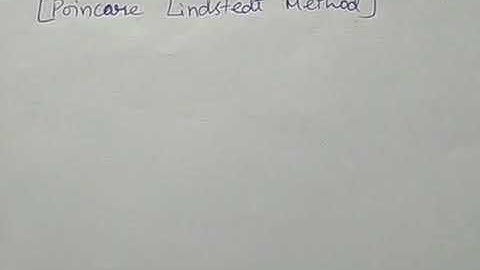 Poincare Lindstedt method video 2